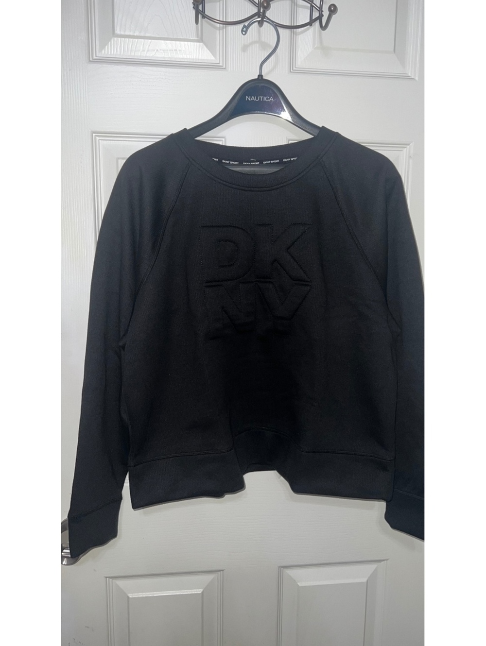 DKNY Sport Women's Black Embroidered Logo Sweatshirt Size Large